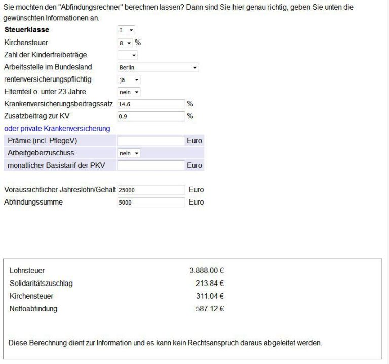 Abfindungsrechner Abfindung berechnen ? Grundlagen & Rechner